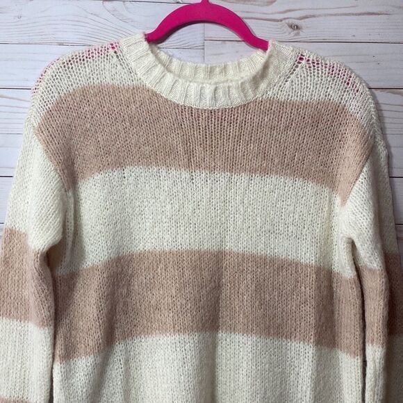 American Eagle Outfitters Jegging Fit Blush Pink Striped Wool Blend Sweater - Picture 14 of 16